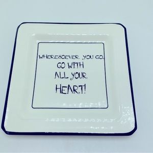 Saying White Square Plate With Inspirational Phrase
